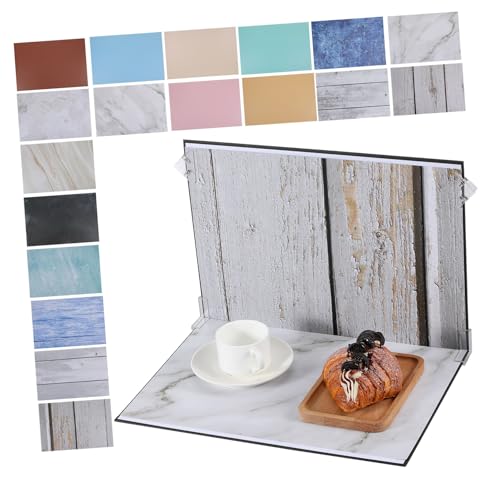 Generic Photo Backdrop Boards Set for Small Product Photography, 15pcs Marble Cement Wood Pattern Kit with Carry Bag and Clips, Tabletop Backgrounds for Jewelry Food Cosmetics Photoshoot