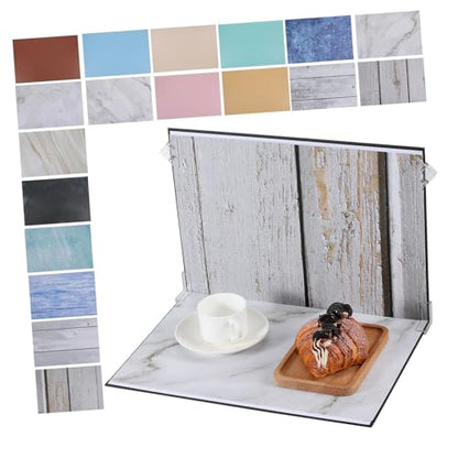 Generic Photo Backdrop Boards Set for Small Product Photography, 15pcs Marble Cement Wood Pattern Kit with Carry Bag and Clips, Tabletop Backgrounds for Jewelry Food Cosmetics Photoshoot