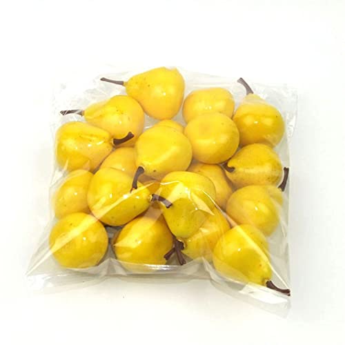 20Pcs Mini Fake Lemon Strawberry Oranges Fruit,Plastic Foam Vegetables Fruit as Home Party Ornament Craft Photography Props Gift 3-6CM(Pear) - size: Pear