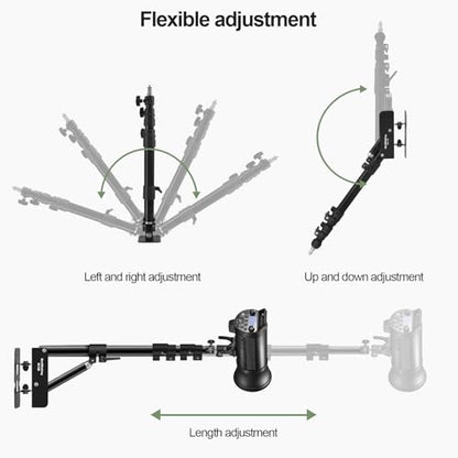 Wellmaking Wall Mount Triangle Boom Arm 39.37inch/100cm, Ring Light Mount Support 180°Flexible Rotation Comes with Tilt Swivel Mount for Studio Video Light, Monolight, Photography, Softbox, Reflector - size: 39.37inch/100cm