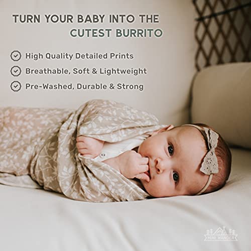 Mini Wander Swaddles for Newborns Muslin Swaddle Blankets - Breathable Soft Receiving Blanket Baby Essentials | 47 x 47 Cotton - Magnolia Tree (Gray) - color: Magnolia Tree (Gray)