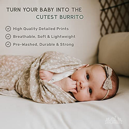 Mini Wander Swaddles for Newborns Muslin Swaddle Blankets - Breathable Soft Receiving Blanket Baby Essentials | 47 x 47 Cotton - Magnolia Tree (Gray) - color: Magnolia Tree (Gray)