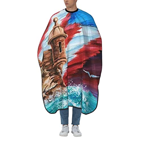 Puerto Rico Barber Cape With Adjustable Closure, Hairdressing Haircut Apron Barber Cover Gown For Hairdresser Styling Home - color: Boricua Puerto Rico Flag
