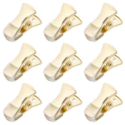 CRASPIRE 35Pcs Mini Metal Alligator Clips Small Non-Slip Silicone Bulldog Spring Clamps 0.8 x 0.4 Inch Gold Crocodile for Wire Photo Curtain Paper ID Badge Holders Lanyards Glasses Jewelry Home - color: Gold