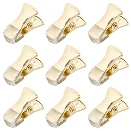 CRASPIRE 35Pcs Mini Metal Alligator Clips Small Non-Slip Silicone Bulldog Spring Clamps 0.8 x 0.4 Inch Gold Crocodile for Wire Photo Curtain Paper ID Badge Holders Lanyards Glasses Jewelry Home - color: Gold