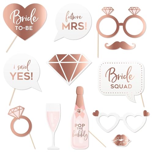 Rosegold Photo Booth Props Kit DIY Wedding Decoration DIY Wedding Photo Booth for Bridal Shower Party - color: Rosegold