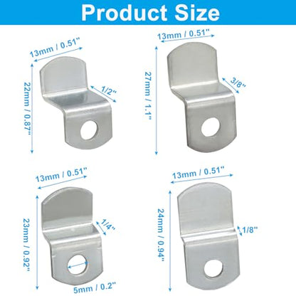 20Pcs Offset Canvas Clips, Assorted Picture Framing Heavy Duty Photo Frame, Silver Painting Clamps for Art Display/Photographers(1/8"、1/4"、3/8"、1/2")