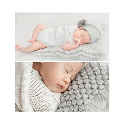 Zeroest Baby Photography Props Basket Braid Wool Wrap Newborn Photo Shoot Baskets Filler Posing Stuffer Background Blanket (Gray) - color: Gray