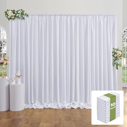 50x10FT White Backdrop Curtains for Party, 10 Panels 5x10FT Thick Polyester Backdrop Drapes, Wrinkle Resistant Photography Background Drapes for Wedding Birthday Home Decoration - color: White, size: W5' X H10'(10 Panels)