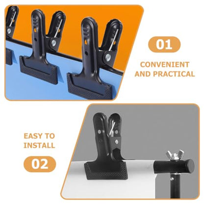 Zerodeko 4pcs Heavy Duty Backdrop Clips Metal Photography Background Clamps for Studio Backdrop Fixing Black