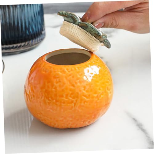 BESPORTBLE Ceramic Orange Jar Decorative Canister Small Food Sealing Container Home Adornment Photography Prop Housewarming