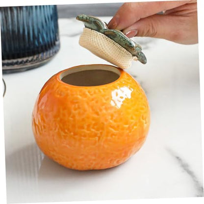 BESPORTBLE Ceramic Orange Jar Decorative Canister Small Food Sealing Container Home Adornment Photography Prop Housewarming