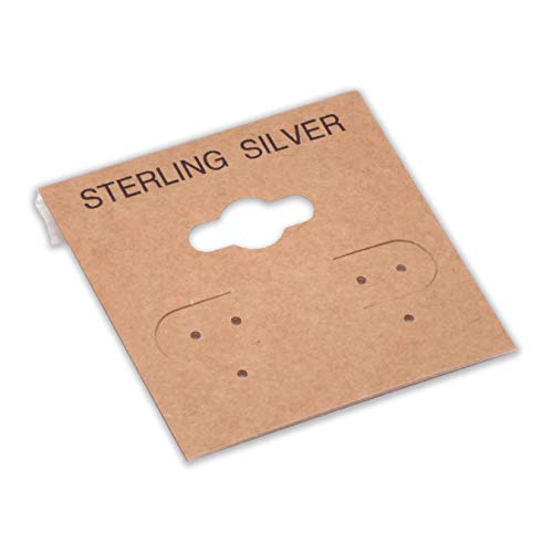 The Display Guys 100-pc Jewelry Display Hanging Earring Cards (Kraft Brown w/Sterling Silver Label, 1.5 x 1.5) Fit 3 Pairs - color: Kraft Sterling Label, size: 1.5" X 1.5"