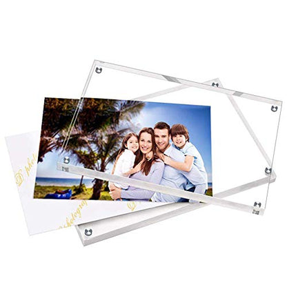 HELPLEX 6 Pack Acrylic Frame, 5x7&4x6 Combinations, 20% Thicker, 20-24mm Thick Acrylic Picture Frames, Frameless Clear Double Sided Magnetic Frame, Free Standing Desktop Display - size: Acrylic Frame Set(6 Pack)