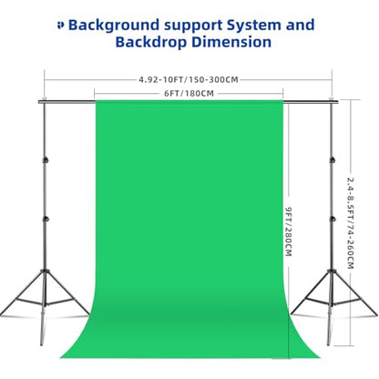 Photography Lighting Kit with 8.5x10ft Backdrops, LED Bulbs, Softboxes & Umbrellas - Complete Studio Setup for Video & Photo Shoots