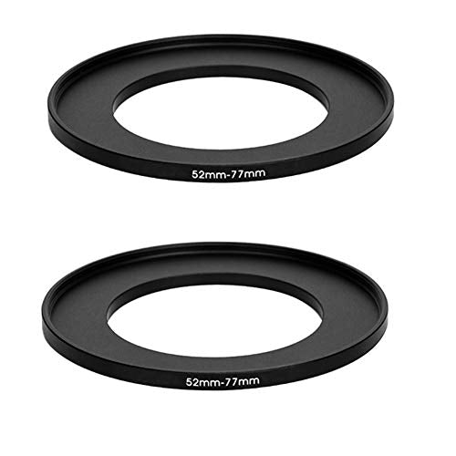 (2 Pcs) 52-77MM Step-Up Ring Adapter, 52mm to 77mm Step Up Filter Ring, 52 mm Male 77 mm Female Stepping Up Ring for DSLR Camera Lens and ND UV CPL Infrared Filter, Model Number: FR5277 - size: 52-77MM