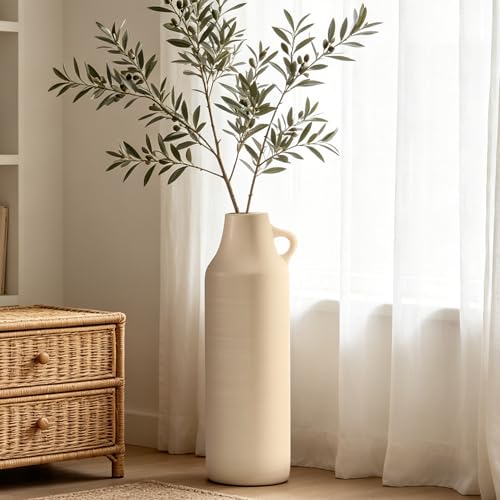 Mitt&Ditt Tall Floor Vase with Handles, 22.8 inch Large Flower Vase, Boho Decorative Pampas Grass Vases, Modern Ceramic Vase for Home Decor, Living Room, Table (Khaki) - color: Khaki-22.8"