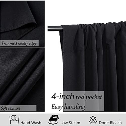 MoKoHouse 10ft x 8ft Black Backdrop Curtains Black Drape for Backdrop Halloween Thick Solid Fabric Cloth Backdrop 2 Panels 5ft x 8ft - color: Black, size: 5ft x 8ft 2 Panels