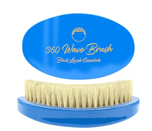 360 Wave Brush, Soft, Build Deeper Waves & Hard Boar Bristle, Curved Design, Black Lavish Essentials Signature (Soft Brush, Sky Blue) - color: Sky Blue, size: Soft Brush