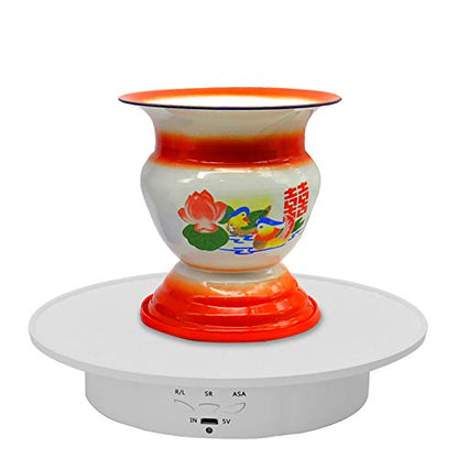 JAYEGT Motorized Rotating Display Stand, 7.87inch /17.6lbs Load, 360 Degree Electric Rotating Turntable for Photography Products, Jewelry, 3D Model ,with 5 Colors Backgrounds -- White - color: White
