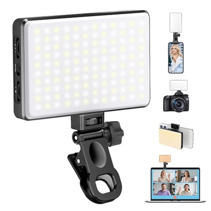 168 LED Phone Light, Selfie Light for iPhone/iPad/Camera, Portable Video Conference Lighting with Clip, Rechargeable 3000mAh CRI 95+, 3 Lights Modes Alix Earle Lights for Selfie, Makeup, Laptops, Vlog - color: A1-Black