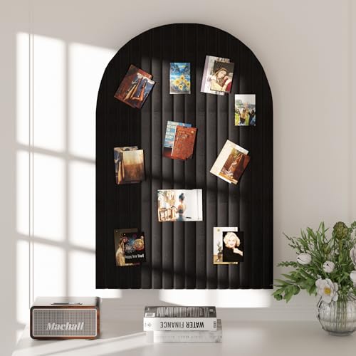 Felt Bulletin Board, 35" x 24" Cork Board Alternative, Decorative Felt Pin Board with 30 Push Pins, Vision Board for Office Home Bedroom Wall Decor, Photo Display (Black, Arched - 35 x 24 Inches) - color: Black, size: Arched- 35 x 24 Inches