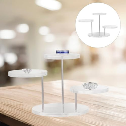 ULTECHNOVO Acrylic Display Stand 3X3 Inch Clear Riser for Home & Retail Showcase Compact Multi-Layer Display Shelf for Rings Necklaces Bracelets Watches