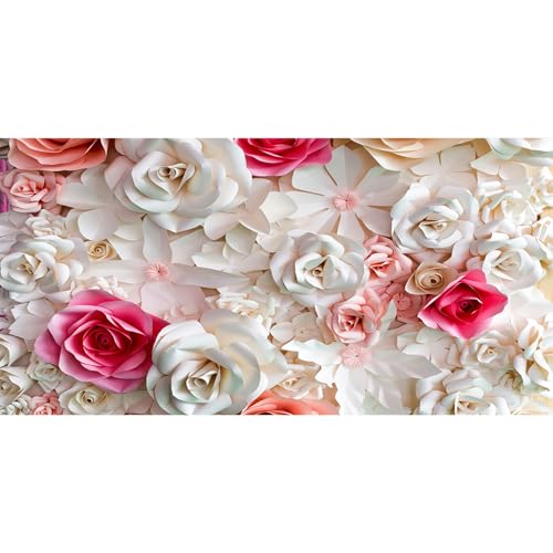 20x10ft Pink and White Paper Flowers Background Photography Mother's Day Backdrop Paper Flower Wall Gorgeous Wedding Flower Backdrops Beautiful Bride Baby Newborn Kids Background - size: 20x10ft