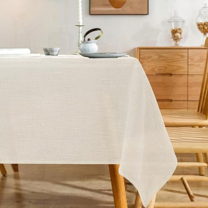 Natural Linen Textured Square Tablecloth, Slubby Lightweight Table Cloth 52 x 52 Inch, Water Resistant Stain Resistant Farmhouse Burlap Table Cover for Kitchen Dining Room - color: Natural, size: 52" X 52" (Square)
