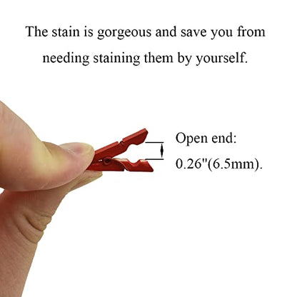 HAHIYO Red Wooden Clothes Pins Clothespins Mini Aviod Fall Apart 1 Inches Length 80 Pack Strong Springs No Rust No Discoloration for Laundry Bathroom DIY Craft Photos Food Opened Bags - size: Red 1 inches 80 Pack
