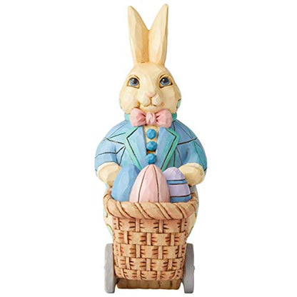 Jim Shore Eggs for Everybunny Pint Sized Bunny Pushing Cart Figurine 6006230 New