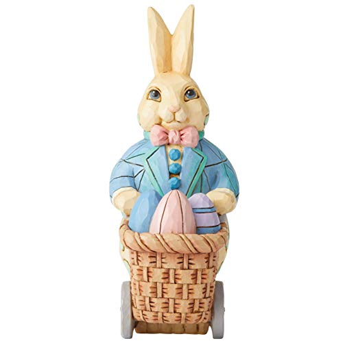 Jim Shore Eggs for Everybunny Pint Sized Bunny Pushing Cart Figurine 6006230 New