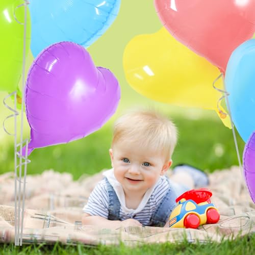 TONIFUL 30Pcs 18 Inch Pastel Colorful Heart Balloons Rainbow Heart Shape Foil Mylar Balloons Decoration for Birthday Valentine's Day Wedding Bridal Shower Anniversary Engagement Party Supplies - color: Colorful