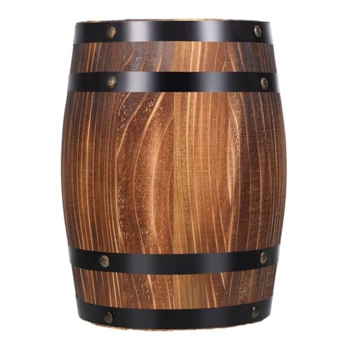 Kichvoe Wine Barrel Decor Wooden Oak Barrel Ornament Retro Bar Landscaping Decorative Wine Photo Prop 4.2 Inch Rustic Tabletop Display