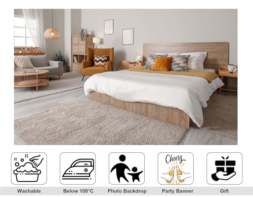 10x7ft Stylish Modern Bedroom Backdrop with Cozy Furniture and Neutral Tones Photography Background Inviting Warm Home Birthday Party Baby Shower Decorations Banner Photo Studio Props - size: 10x7ft