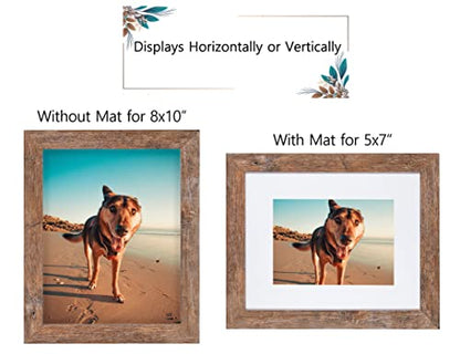 Califortree 8x10 Picture Frames - 5x7 Mat Included, Plexiglass, Wall/Tabletop Use, Rustic Brown - size: 8x10