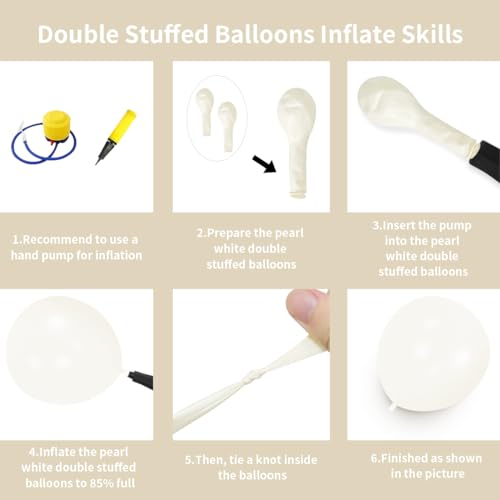 Double Stuffed White Balloons Different Size 115Pcs 5/10/12/18 Inch White Pearl Balloons Arch Garland Kit for Wedding Bridal Shower Birde to be Engagement Baby Shower Birthday Party - color: White
