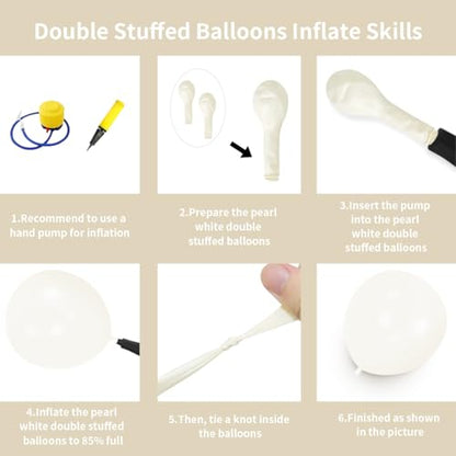 Double Stuffed White Balloons Different Size 115Pcs 5/10/12/18 Inch White Pearl Balloons Arch Garland Kit for Wedding Bridal Shower Birde to be Engagement Baby Shower Birthday Party - color: White
