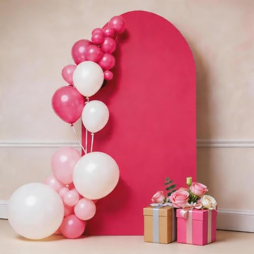 6FT Arch Cover Hot Pink Spandex Arch Backdrop Stand Cover Round Top Chiara Backdrop Cover for Wedding Birthday Party Baby Shower Engagement Bridal Shower Backdrop Decor - color: Hot Pink, size: 6 FT