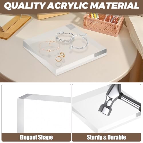 1 Pack 8 x 8 x 1 Inch Acrylic Block for Display, Acrylic Base Stand, Clear Polished Acrylics Cube, Trophy Base Jewelry Display Stand Pedestal Stand for Collectibles Jewelry Props Plant Display