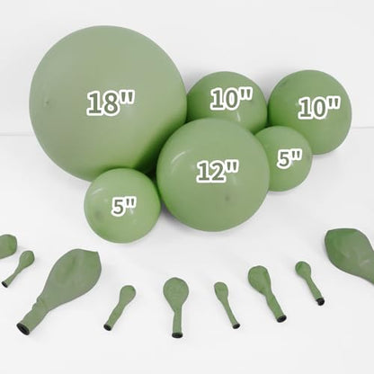 Dusty Green Double Stuffed Balloons Different Size 115Pcs 5/10/12/18" Sage Green Balloons Garland kit for Birthday Baby Shower Wedding Engagement Bridal Shower Party - color: Dusty Green