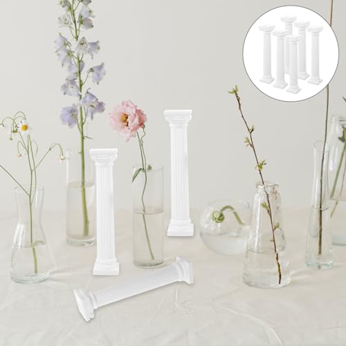 6Pcs Roman Column Statue Decorative Roman Pillar Statues for Home Decor Photo Props Wedding Table Decoration and Event Styling - size: 15.30X3.20X3.20CM