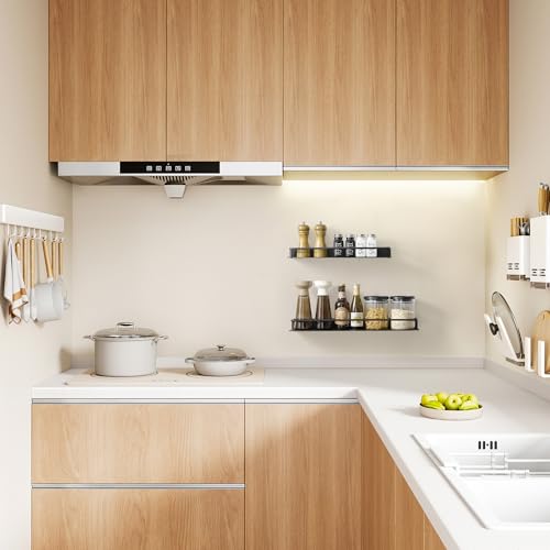 JOOM Metal Wall Floating Shelf - Metal Wall Shelf, Black Floating Shelf, Small Bathroom Shelf, (Black, 8Inch) - color: Black, size: 8 Inch-Upgraded Fence