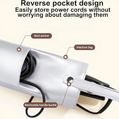 BUBM Hot Iron Holder & Mat, Heat Resistant Hair Tools Travel Bag Portable Organizer Cover Pouch for Curling Irons, Flat Irons, Hair Straightener and Styling (Silver) - color: Silver