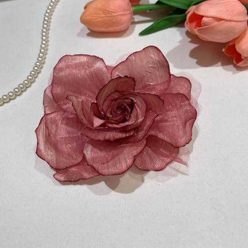 Gradient Flower Hair Clip for Women Duckbill Barrette Daily Outfit Accessory Travel Styling Prop for Spring Picnic or Photo Use - color: Red
