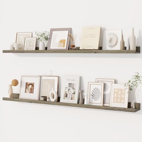 Dreamland Picture Ledge Shelf for Wall, Floating Shelves Set of 2,48 inch Long Floating Shelves with Lip for Living Room,Bedroom,Bathroom,Kitchen,Grey - color: Grey, size: 48inch