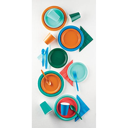 Creative Converting 324763 100' Touch of Color Plastic Table Cover Banquet Roll, One Size, Teal Lagoon - color: Teal Plastic