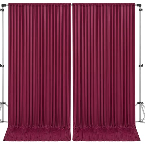 10x10ft Burgundy Backdrop Curtain for Wedding Parties Wrinkle Free Fabric Maroon Drapes Backdrop Decoration for Baby Shower Birthday Photography Decoration 2 Panels, 5ft x 10ft - color: Burgundy, size: 5ft x 10ft x 2 panels