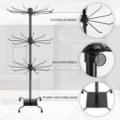 3 Tier Spinner Display Rack Retail Display Stand Metal Rotating Display Rack for Jewelry Keyring Socking HatsToys