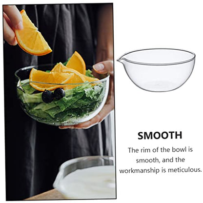 GLEAVI 2pcs Transparent Glass Salad Bowl Practical Food Storage Serving Bowl for Desserts Fruits and Baking Daily Use and Photography Props